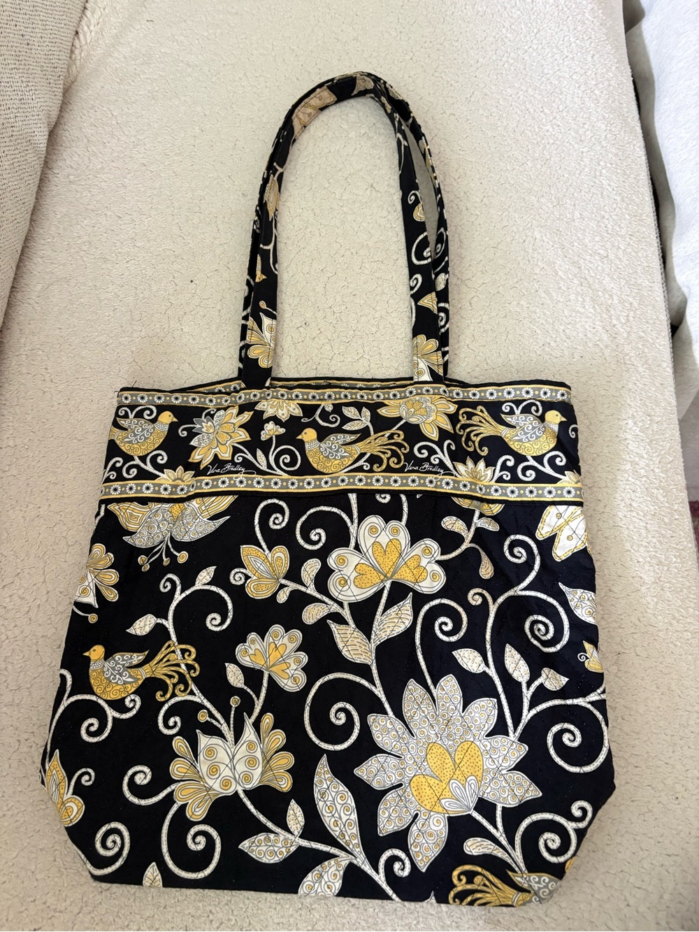 Vera Bradley yellow bird tote shoulder bag